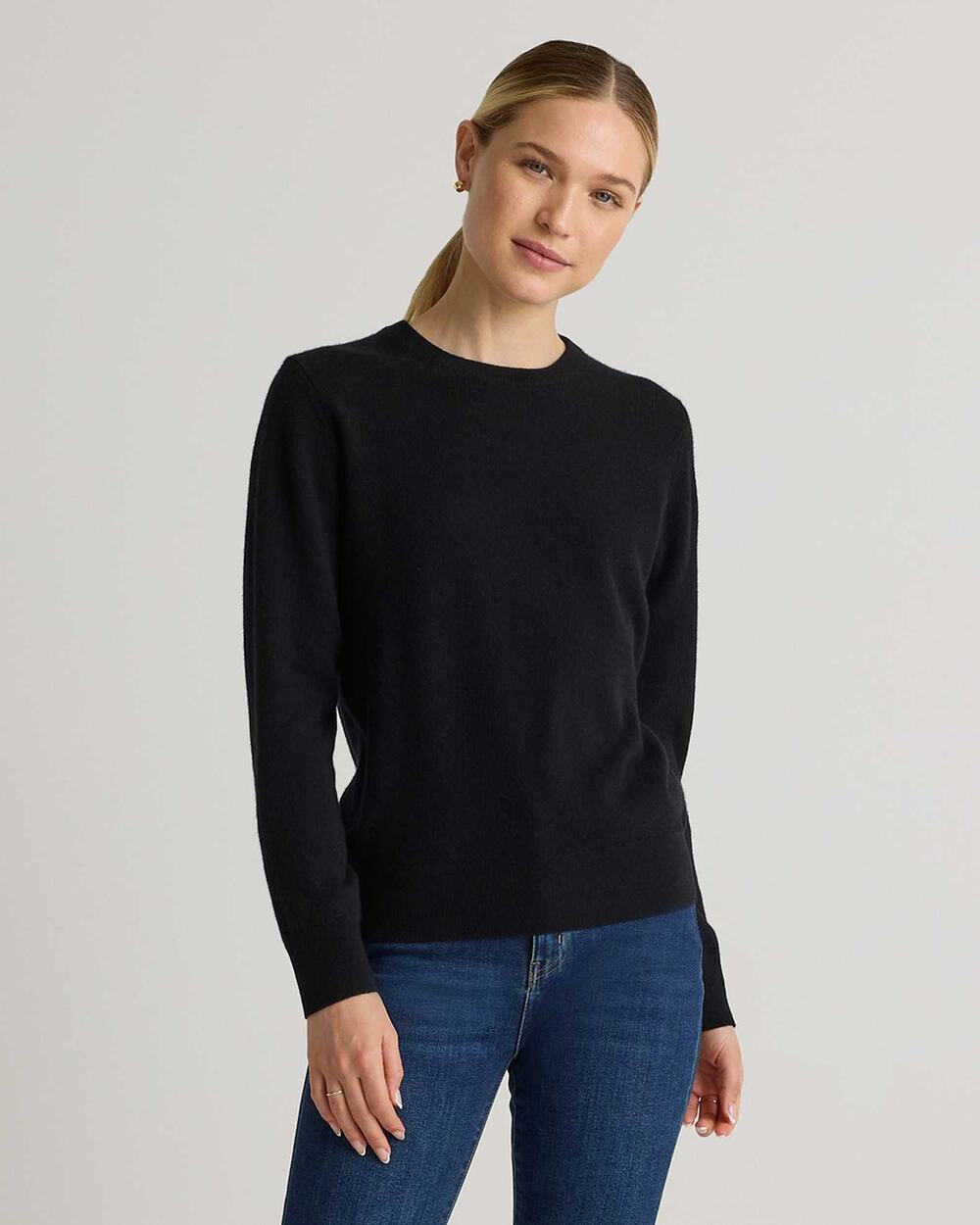 NWT Quince Mongolian Cashmere Crewneck Sweater Black Small